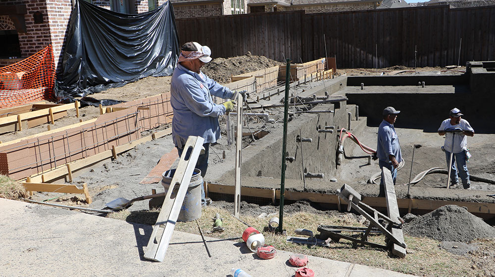 Pool construction in progress.