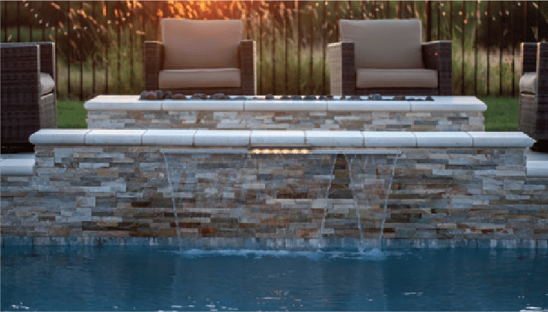 Waterfall tap in pool.